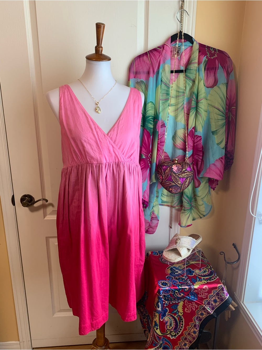 Sale 25$ Tommy Hilfiger pink Ombre silk blend dress